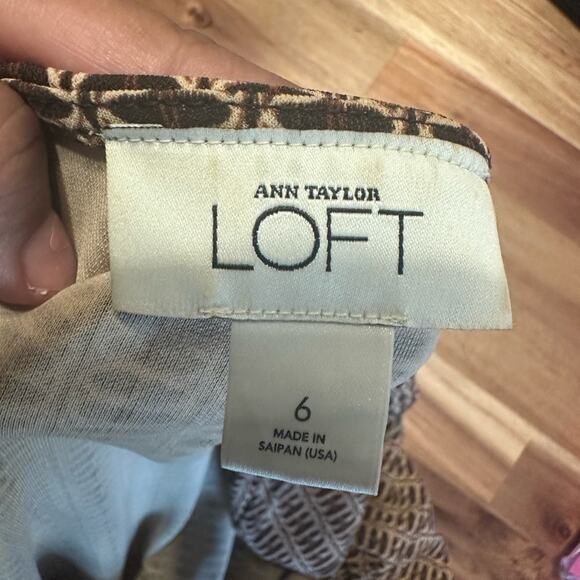 Ann Taylor Printed Brown Wrap Dress – Size 6 - Picture 7 of 9